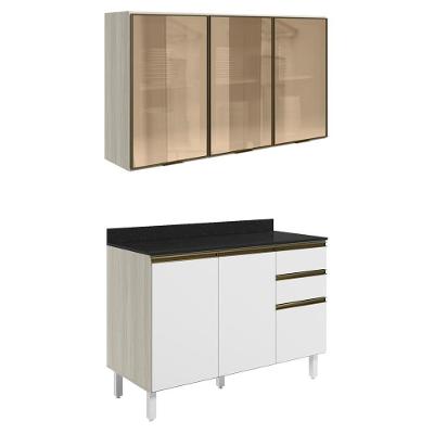 Armario Aereo Vidro Balcao Tampo Mdf Kali Bianco Toq Branco Uv Nicioli
