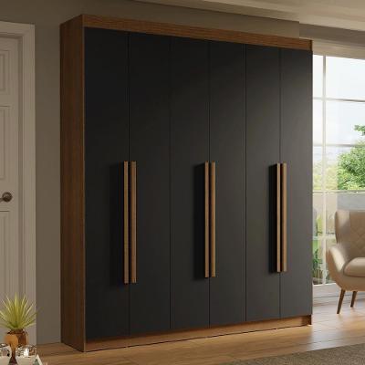 Guarda-roupa Casal 6 Portas Batentes Saturno Madesa Rustic/preto