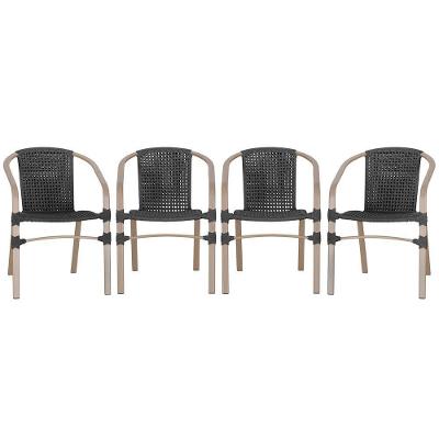 04 Cadeiras Floripa Aluminio Pintura Fendi Trama Original Preto