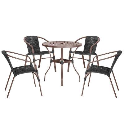 04 Cadeiras Floripa E Mesa Roma 100cm Marrom Trama Original Preto