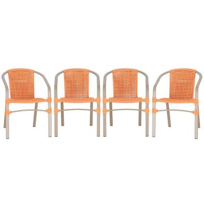 04 Cadeiras Floripa Aluminio Pintura Fendi Trama Original Terra Cota