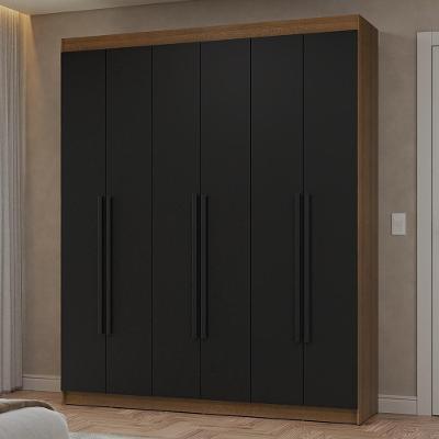 Guarda-roupa Casal 6 Portas Batentes Netuno Madesa Rustic/preto