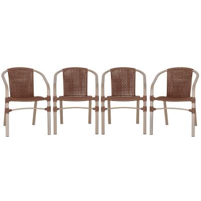 04 Cadeiras Floripa Aluminio Pintura Fendi Trama Original Marrom