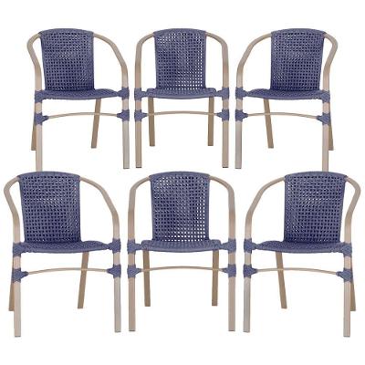 06 Cadeiras Floripa Alumínio Pintura Fendi Trama Original Azul