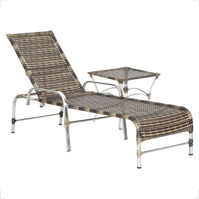 1 Espreguiçadeira Catar E 1 Mesa Garden Alumínio E Fibra Cappuccino