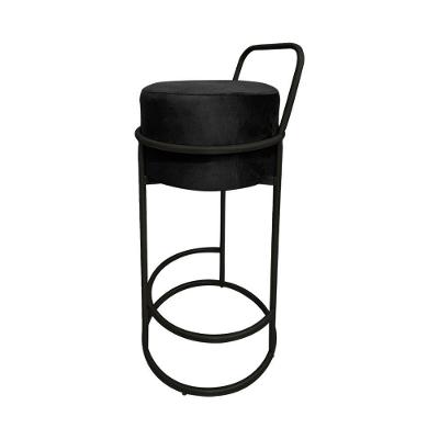 Kit 2 Banquetas Alta Redonda Base Preta Veludo - Preto