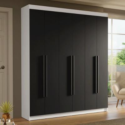 Guarda-roupa Casal 6 Portas Batentes Saturno Madesa Branco/preto