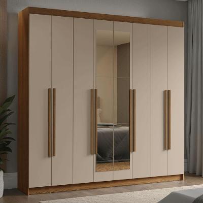 Guarda-roupa Casal 8 Portas Batentes Com Espelho Venus Madesa Rustic/crema