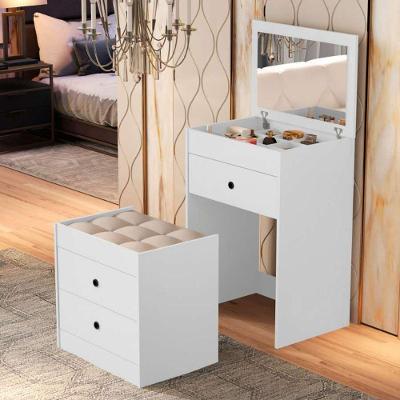 Penteadeira Cômoda Gaveteiro Com Banqueta Embutido 100% Mdf Espelho Basculante Branco