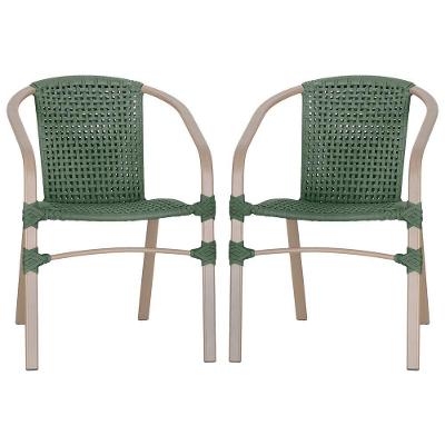 02 Cadeiras Floripa Aluminio Pintura Fendi Trama Original Verde