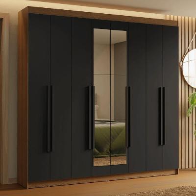 Guarda-roupa Casal 8 Portas Batentes Com Espelho Saturno Madesa Rustic/preto