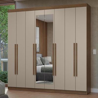 Guarda-roupa Casal 8 Portas Batentes Com Espelho Netuno Madesa Rustic/crema