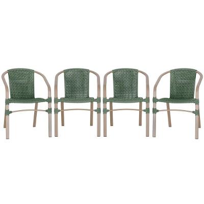 04 Cadeiras Floripa Aluminio Pintura Fendi Trama Original Verde
