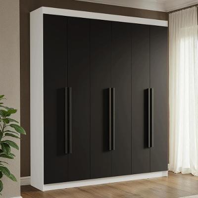 Guarda-roupa Casal 6 Portas Batentes Venus Madesa Branco/preto