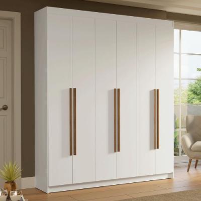 Guarda-roupa Casal 6 Portas Batentes Saturno Madesa Branco/rustic