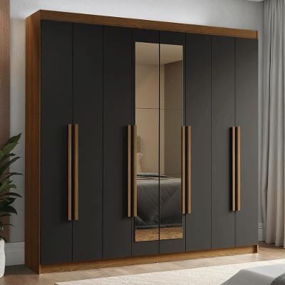 Guarda-roupa Casal 8 Portas Batentes Com Espelho Venus Madesa Rustic/preto