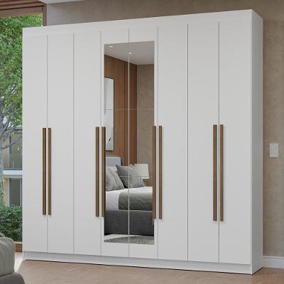 Guarda-roupa Casal 8 Portas Batentes Com Espelho Netuno Madesa Branco/rustic