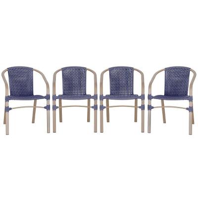 04 Cadeiras Floripa Aluminio Pintura Fendi Trama Original Azul