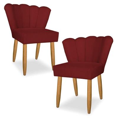 Kit 02 Cadeira Petala Para Sala Tv E Jantar - Leo Decor Vermelho