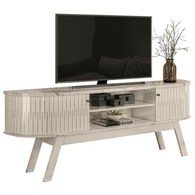 Rack Bancada Tv 75 Pol 2p 183 Cm Valencia Calacata Off White Madetec Calacata Off White