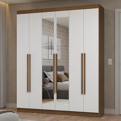 Guarda-roupa Casal 6 Portas Batentes Com Espelho Netuno Madesa Rustic/branco