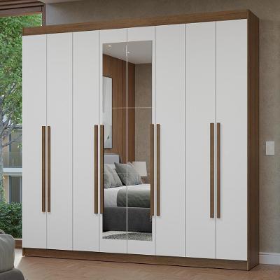 Guarda-roupa Casal 8 Portas Batentes Com Espelho Netuno Madesa Rustic/branco