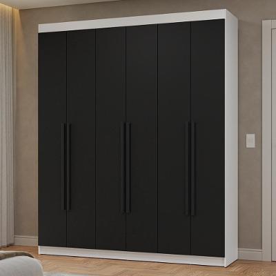 Guarda-roupa Casal 6 Portas Batentes Netuno Madesa Branco/preto
