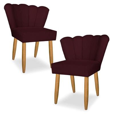 Kit 02 Cadeira Petala Para Sala Tv E Jantar - Leo Decor Bordo