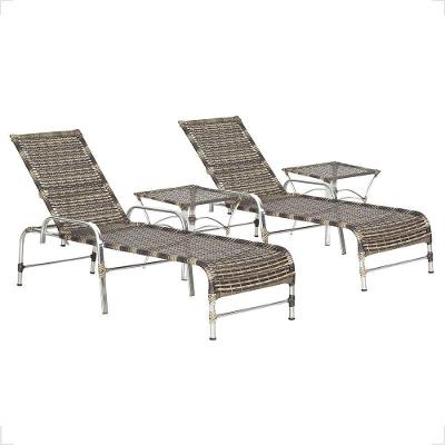 2 Espreguiçadeira Catar E 2 Mesa Garden Alumínio E Fibra Cappuccino