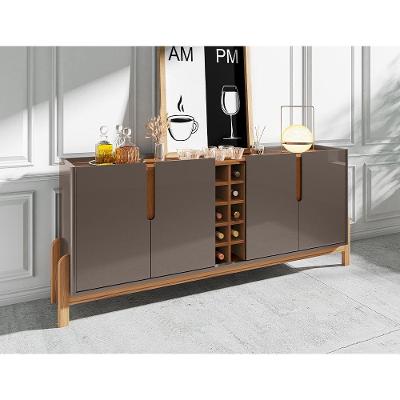Balcão Buffet Lizz Com 4 Portas E Adega 1,90 Cinza Pérola/cedro