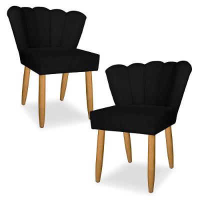 Kit 02 Cadeira Petala Para Sala Tv E Jantar - Leo Decor Preto
