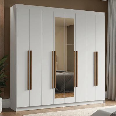 Guarda-roupa Casal 8 Portas Batentes Com Espelho Venus Madesa Branco/rustic
