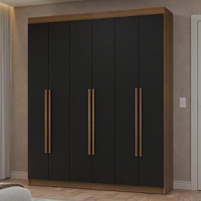 Guarda-roupa Casal 6 Portas Batentes Netuno Madesa Rustic/preto