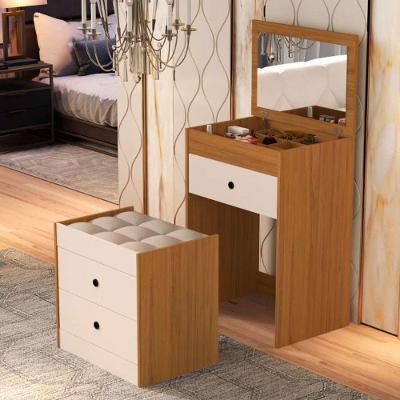 Penteadeira Cômoda Gaveteiro Com Banqueta Embutido 100% Mdf Espelho Basculante Nature/off White