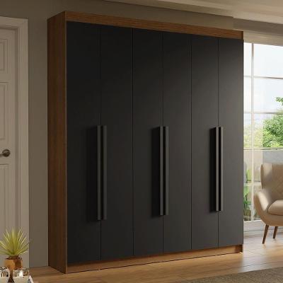 Guarda-roupa Casal 6 Portas Batentes Saturno Madesa Rustic/preto