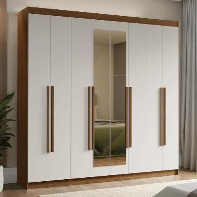 Guarda-roupa Casal 8 Portas Batentes Com Espelho Venus Madesa Rustic/branco