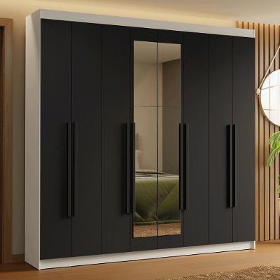 Guarda-roupa Casal 8 Portas Batentes Com Espelho Saturno Madesa Branco/preto