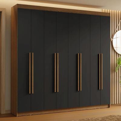 Guarda-roupa Casal 8 Portas Batentes Saturno Madesa Rustic/preto