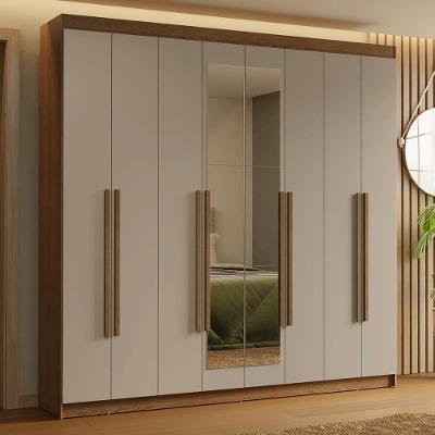 Guarda-roupa Casal 8 Portas Batentes Com Espelho Saturno Madesa Rustic/crema
