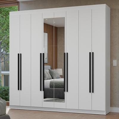 Guarda-roupa Casal 8 Portas Batentes Com Espelho Netuno Madesa Branco/preto