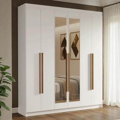 Guarda-roupa Casal 6 Portas Batentes Com Espelho Venus Madesa Branco/rustic
