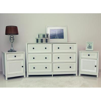 Cômoda 6 Gavetas + 2 Mesas De Cabeceira Ditália Dm-217 Dm-112 Branco