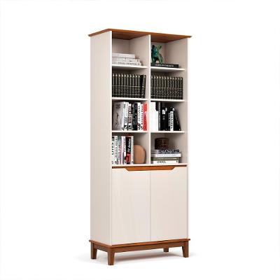 Livreiro Ej Flow 2 Portas 6 Prateleiras Com Pés Madeira Off White/Freijo