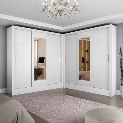 Closet Casal Duplo Dubai 6 Portas Com Espelho 6 Gavetas Branco