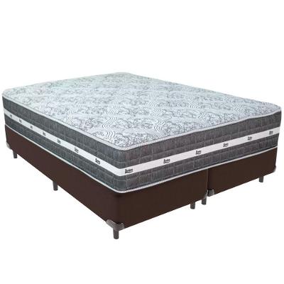 Cama Box Marrom E Colchão Black Graphite Molas Ensacadas Queen 158x198x32 Anjos