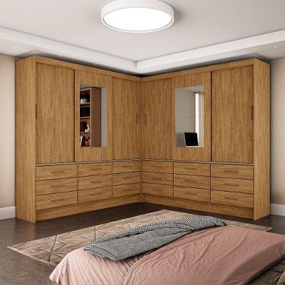 Closet Sevilha 6 Portas Casal Duplo Com Espelho 18 Gavetas Cinamomo