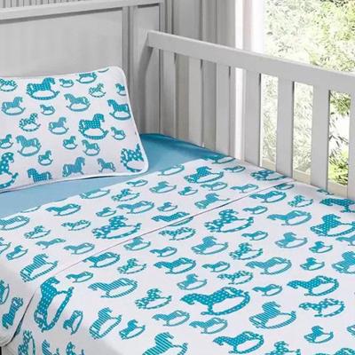 Jogo De Cama Tecebem Malha Berço Estampado Sucesso 3 Peças Azul