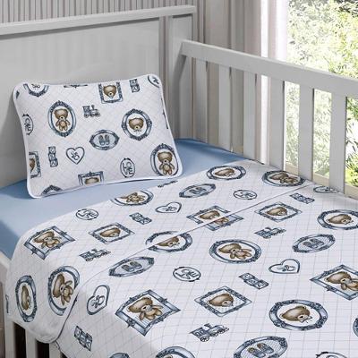 Jogo De Cama Tecebem Mini Cama(montessoriana) Malha 100% Algodão Guilherme 3 Peças Azul