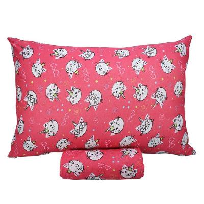 Jogo De Cama Solteiro Portallar Malha Misto Estampado Gatocornio 2 Pçs Com Elástico Pink
