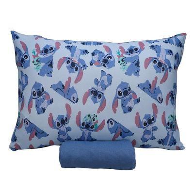 Jogo De Cama Portallar Solteiro Malha Disney Stitch E Xepa 2 Pçs Azul